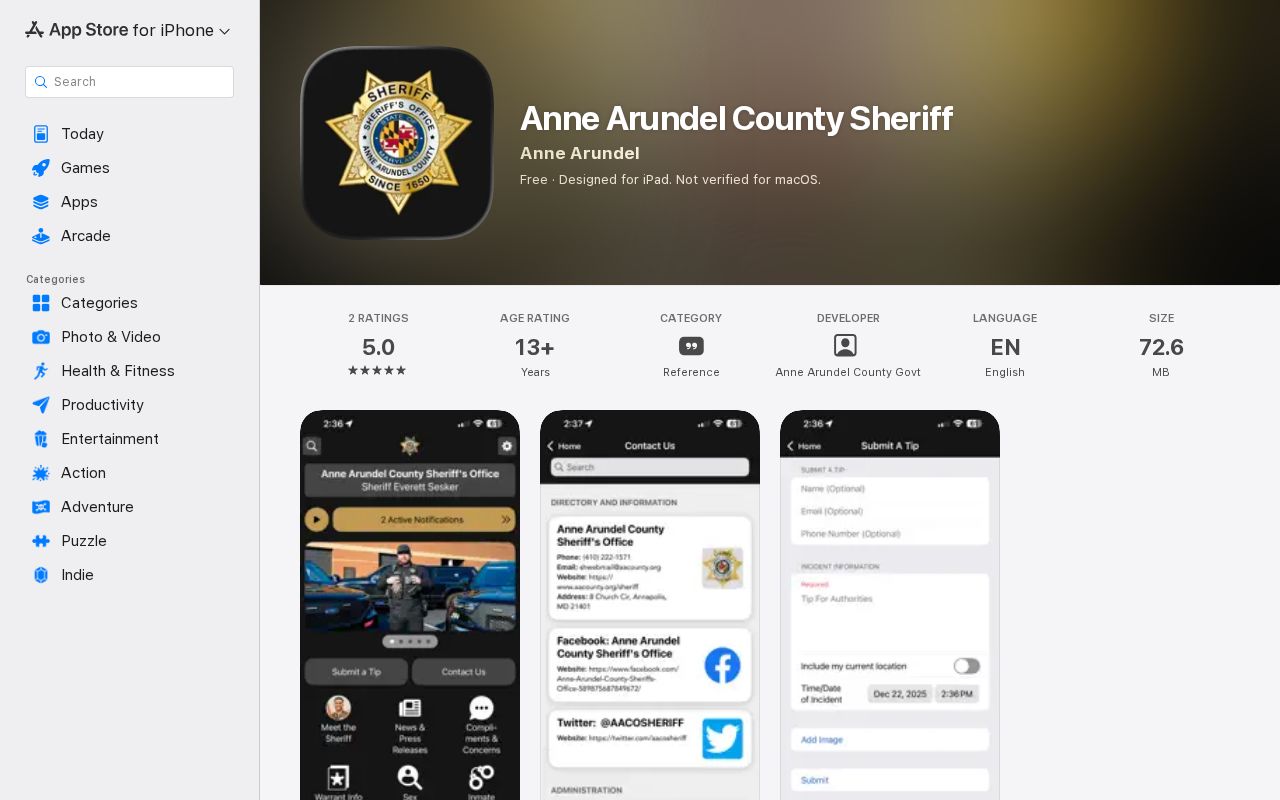 Anne Arundel County Sheriff app inmate search and status notification listing