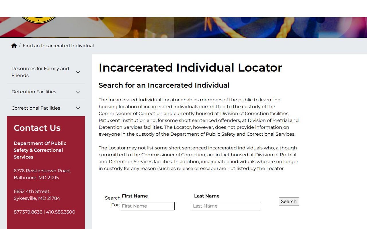 Anne Arundel County projected release date limits in the Maryland locator